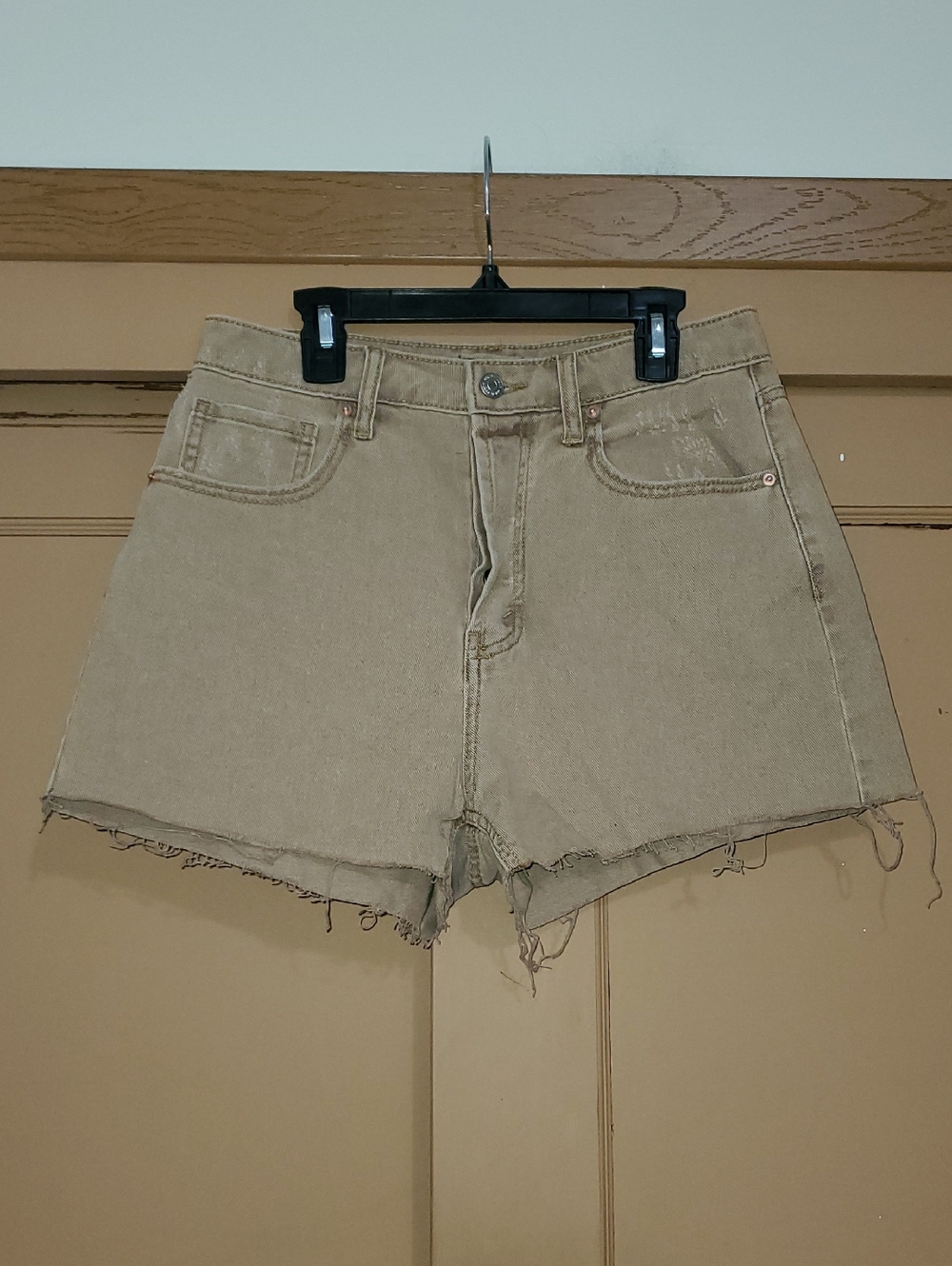 wild fable Taupe High-Rise Frayed Hem Denim Shorts